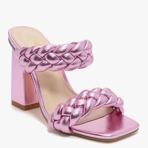 Mata Metallic Pink Braided Heels Size 7